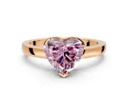 Solitaire Engagement Ring Setting for Fancy Pink Heart-Shaped Center with Plain Band and Flat Tab Prong Head in Rose Gold