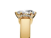 Solitaire Engagement Ring Setting for Pear-Shaped Center with Wide Band, Pave Collar and Prong Head in Yellow Gold