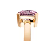 Solitaire Engagement Ring Setting for Fancy Pink Radiant Cut Center with Plain Band and Flat Tab Prong Head in Rose Gold