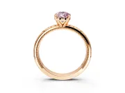 Solitaire Engagement Ring Setting for Fancy Pink Pear-Shaped Center with Scrollwork Band and Prong Head in Rose Gold
