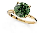 Minimalist Solitaire Engagement Ring Setting for Fancy Green Round Cut Center with Thin Band and Prong Head in Yellow Gold