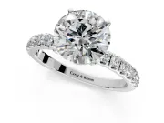 Open Basket Engagement Ring Setting for Round Cut Center with Pave Band and Prong Head in Sterling Silver