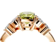 Floral Engagement Ring Setting for Fancy Yellow Emerald Cut Center with Marquise Cluster Shoulders and Prong Head in Rose Gold