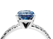 Solitaire Engagement Ring Setting for Fancy Blue Radiant Cut Center with Large Accents and Prong Head in Platinum