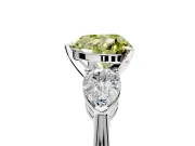 3 Stone Engagement Ring Setting for Fancy Yellow Heart-Shaped Center with Large Pear-Shaped Accents and Prong Head in White Gold