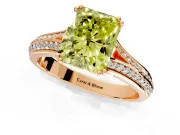 Solitaire Engagement Ring Setting for Fancy Yellow Radiant Cut Center with Pave Rail Split Shank and Prong Head in Rose Gold