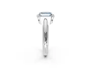 Halo Engagement Ring Setting for Fancy Blue Asscher Cut Center with Tapered Plain Band and Prong Head in Sterling Silver