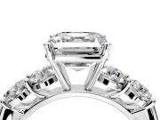 5 Stone Engagement Ring Setting for Asscher Cut Center with Graduated Accents and Prong Head in White Gold