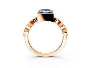 Vintage Station Engagement Ring Setting for Fancy Blue Princess Cut Center with Accents and Prong Head in Rose Gold