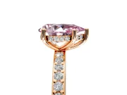 Solitaire Engagement Ring Setting for Fancy Pink Pear-Shaped Center with Fine Pave Band and Prong Head in Rose Gold
