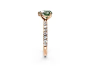 Solitaire Engagement Ring Setting for Fancy Green Heart-Shaped Center with Micro Pave Band and Prong Head in Rose Gold