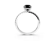 Solitaire Engagement Ring Setting for Fancy Black Oval Center with Fine Pave Narrow Band and Prong Head in Platinum