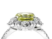 Floral Halo Engagement Ring Setting for Fancy Yellow Asscher Cut Center with Pave Accents and Prong Head in Sterling Silver