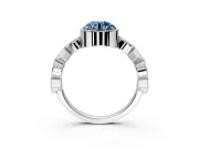 Milgrain Bezel Engagement Ring Setting for Fancy Blue Round Cut Center with Marquise Stations and Bezel Head in Platinum