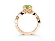 Solitaire Engagement Ring Setting for Fancy Yellow Heart-Shaped Center with Carved Leaf Shoulders and Prong Head in Rose Gold