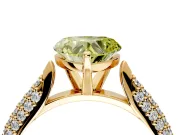 Solitaire Engagement Ring Setting for Fancy Yellow Heart-Shaped Center with Multi-Row Accents and Prong Head in Yellow Gold