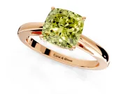 Solitaire Engagement Ring Setting for Fancy Yellow Cushion Cut Center with Open Cathedral Shoulders and Prong Head in Rose Gold
