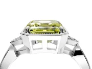 Cluster Engagement Ring Setting for Fancy Yellow Asscher Cut Center with Milgrain Shoulder Clusters and Prong Head in White Gold