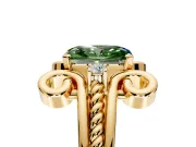 Solitaire Engagement Ring Setting for Fancy Green Radiant Cut Center with Twisted Band and Scroll Prong Head in Yellow Gold