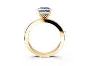 Solitaire Engagement Ring Setting for Fancy Blue Princess Cut Center with Channel Baguette Band and Prong Head in Yellow Gold