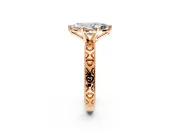 Solitaire Engagement Ring Setting for Marquise Center with XO Engraved Band and Prong Head in Rose Gold