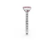 Solitaire Engagement Ring Setting for Fancy Pink Radiant Cut Center with Large Accent Band and Prong Head in Platinum