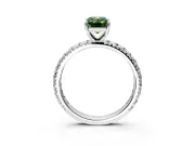 Solitaire Engagement Ring Setting for Fancy Green Emerald Cut Center with Shared-Prong Accents and Prong Head in White Gold
