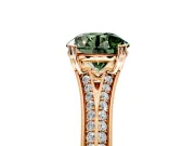 Solitaire Engagement Ring Setting for Fancy Green Round Cut Center with Pave Rail Split Shank and Prong Head in Rose Gold