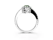 Accent Halo Engagement Ring Setting for Fancy Green Pear-Shaped Center with Full-Length Pave Band and Prong Head in Sterling Silver