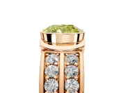 Bezel Engagement Ring Setting for Fancy Yellow Cushion Cut Center with Wide Channel-Set Band and Bezel Head in Rose Gold