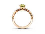 Solitaire Engagement Ring Setting for Fancy Yellow Emerald Cut Center with Bezel-Dot Beaded Band and Prong Head in Rose Gold