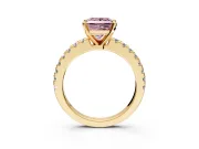 Solitaire Engagement Ring Setting for Fancy Pink Princess Cut Center with Single Row Accent Band and Prong Head in Yellow Gold
