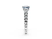 Solitaire Engagement Ring Setting for Fancy Blue Princess Cut Center with Pave Cathedral Shoulders and Prong Head in Platinum
