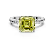 Rope Engagement Ring Setting for Fancy Yellow Asscher Cut Center with Accent Shoulders and Prong Head in Sterling Silver