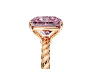 Solitaire Engagement Ring Setting for Fancy Pink Radiant Cut Center with Plain Twisted Rope Band and Prong Head in Rose Gold