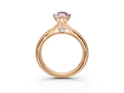 Solitaire Engagement Ring Setting for Fancy Pink Marquise Center with Milgrain Cathedral Band and Prong Head in Rose Gold
