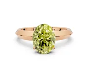 Solitaire Engagement Ring Setting for Fancy Yellow Oval Center with Wide Knife Ridge Band and Prong Head in Rose Gold