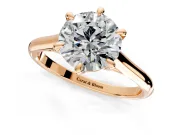 Solitaire Engagement Ring Setting for Round Cut Center with Cathedral Band and Prong Head in Rose Gold