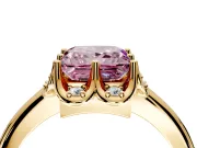 Floral Frame Engagement Ring Setting for Fancy Pink Princess Cut Center with Accent Clusters and Prong Head in Yellow Gold