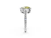 Accent Halo Engagement Ring Setting for Fancy Yellow Oval Center with Full-Length Pave Band and Prong Head in Sterling Silver