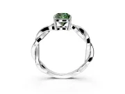 Solitaire Engagement Ring Setting for Fancy Green Cushion Cut Center with Twisted Pave Band and Prong Head in Platinum