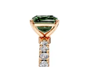 Open Basket Engagement Ring Setting for Fancy Green Asscher Cut Center with Pave Band and Prong Head in Rose Gold
