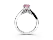 Solitaire Engagement Ring Setting for Fancy Pink Cushion Cut Center with Crossover Accents and Prong Head in Platinum
