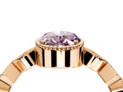 Milgrain Bezel Engagement Ring Setting for Fancy Pink Oval Center with Marquise Stations and Bezel Head in Rose Gold