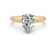 Solitaire Engagement Ring Setting for Pear-Shaped Center with Wide Knife Ridge Band and Prong Head in Yellow Gold