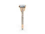Solitaire Engagement Ring Setting for Fancy Blue Princess Cut Center with Widening Pave Band and Claw Prong Head in Rose Gold