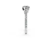 Solitaire Engagement Ring Setting for Round Cut Center with Widening Pave Band and Claw Prong Head in Platinum