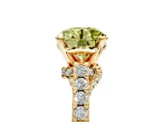 Solitaire Engagement Ring Setting for Fancy Yellow Round Cut Center with Crossover Accents and Prong Head in Yellow Gold