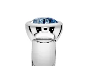 Solitaire Engagement Ring Setting for Fancy Blue Round Cut Center with Wide Band and Bezel Head in Platinum
