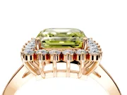Starburst Halo Engagement Ring Setting for Fancy Yellow Asscher Cut Center with Flat Cathedral Band and Prong Head in Rose Gold